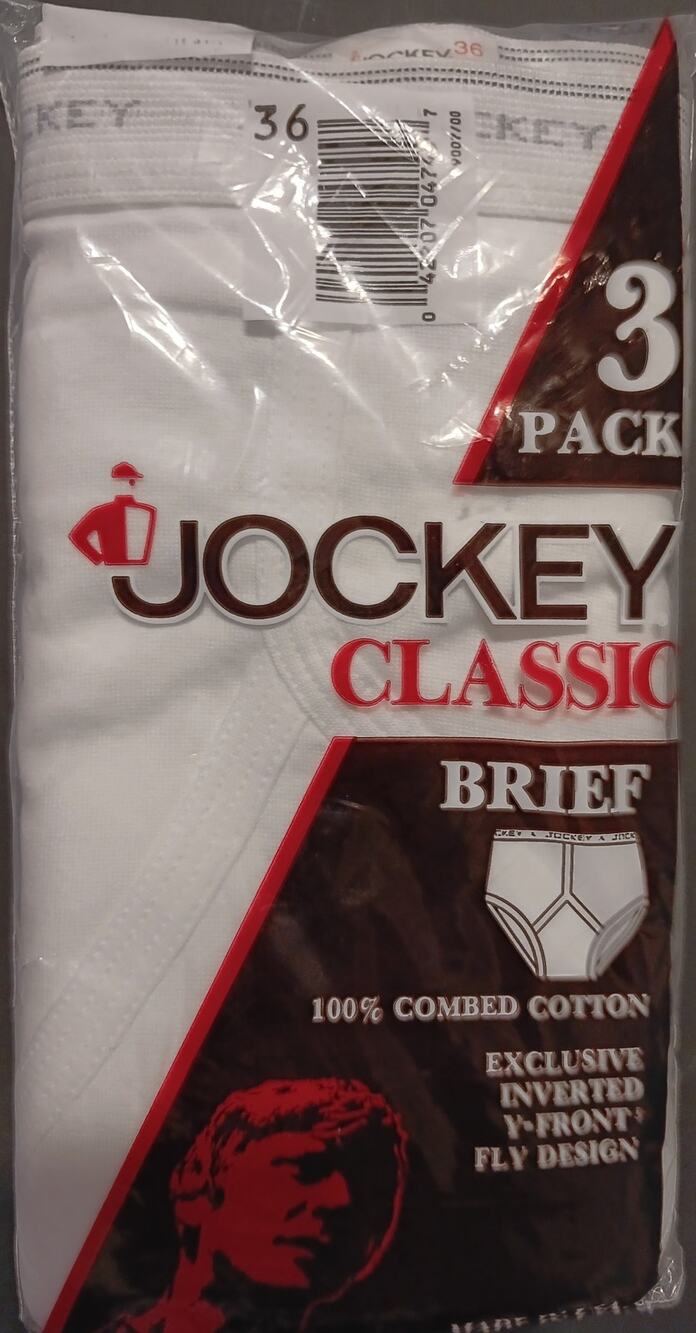 Jockey Classic Vintage Size 36 White 3 pk Mens Briefs Underwear Y-Front NWT 1987